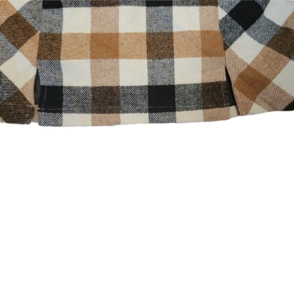 Forever 21 Buffalo Check Mini Skirt Cream Brown Black Size L - Picture 6 of 12